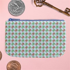 Amphibians Hopping Houndstooth Pattern Large Coin Purse