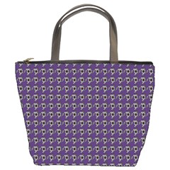 Luv Machine Robot Houndstooth Pattern (purple) Bucket Bag by emilyzragz