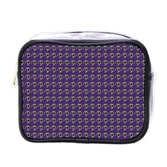 Luv Machine Robot Houndstooth Pattern (purple) Mini Toiletries Bag (one Side) by emilyzragz