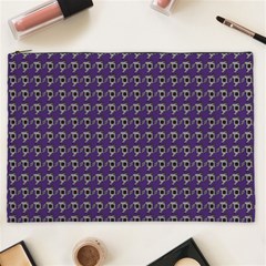 Luv Machine Robot Houndstooth Pattern (purple) Cosmetic Bag (xxl) by emilyzragz