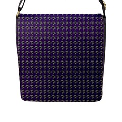 Luv Machine Robot Houndstooth Pattern (purple) Flap Closure Messenger Bag (l) by emilyzragz