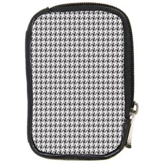 Luv Machine Robot Houndstooth Pattern (grey) Compact Camera Leather Case by emilyzragz