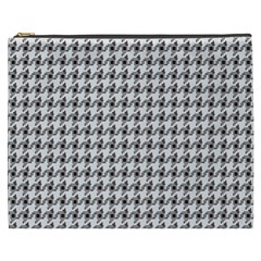 Luv Machine Robot Houndstooth Pattern (grey) Cosmetic Bag (xxxl) by emilyzragz