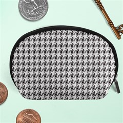 Luv Machine Robot Houndstooth Pattern (grey) Accessory Pouch (large) by emilyzragz