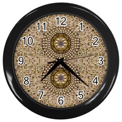 Moon Shine Over The Wood In The Night Of Glimmering Pearl Stars Wall Clock (black) by pepitasart