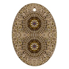 Moon Shine Over The Wood In The Night Of Glimmering Pearl Stars Oval Ornament (two Sides) by pepitasart