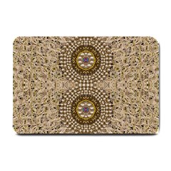 Moon Shine Over The Wood In The Night Of Glimmering Pearl Stars Small Doormat  by pepitasart