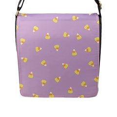 Candy Corn (purple) Flap Closure Messenger Bag (l) by JessisArt