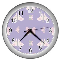 Butterfly Butterflies Merry Girls Wall Clock (Silver)