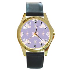 Butterfly Butterflies Merry Girls Round Gold Metal Watch