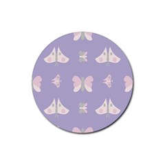 Butterfly Butterflies Merry Girls Rubber Coaster (Round) 