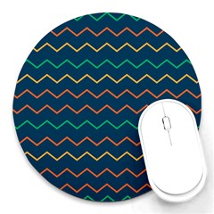 Pattern Zig Zag Colorful Zigzag Round Mousepads by Sapixe