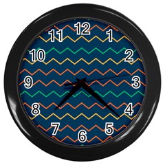 Pattern Zig Zag Colorful Zigzag Wall Clock (black) by Sapixe