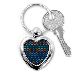 Pattern Zig Zag Colorful Zigzag Key Chains (heart)  by Sapixe