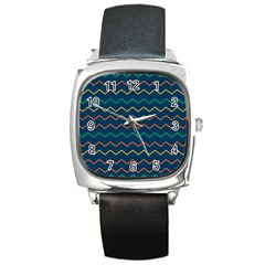 Pattern Zig Zag Colorful Zigzag Square Metal Watch by Sapixe