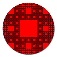 Red Sierpinski Carpet Plane Fractal Magnet 5  (round) by Sapixe