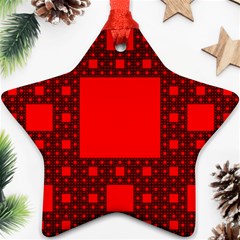 Red Sierpinski Carpet Plane Fractal Star Ornament (two Sides) by Sapixe