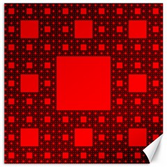 Red Sierpinski Carpet Plane Fractal Canvas 20  X 20  by Sapixe