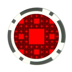 Red Sierpinski Carpet Plane Fractal Poker Chip Card Guard by Sapixe