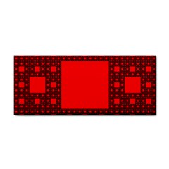 Red Sierpinski Carpet Plane Fractal Hand Towel by Sapixe