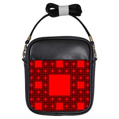 Red Sierpinski Carpet Plane Fractal Girls Sling Bag by Sapixe