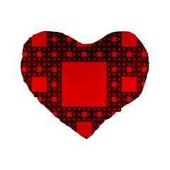 Red Sierpinski Carpet Plane Fractal Standard 16  Premium Heart Shape Cushions by Sapixe