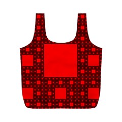 Red Sierpinski Carpet Plane Fractal Full Print Recycle Bag (m) by Sapixe