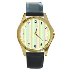 Pattern Background Texture Round Gold Metal Watch by Sapixe