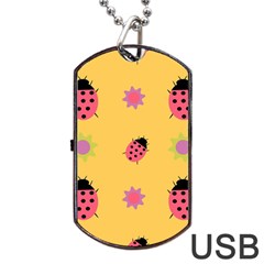 Ladybug Seamlessly Pattern Dog Tag Usb Flash (two Sides) by Sapixe