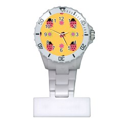 Ladybug Seamlessly Pattern Plastic Nurses Watch by Sapixe