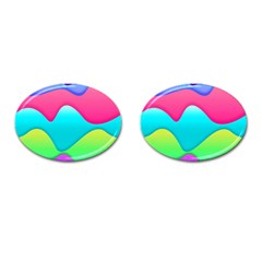 Lines Curves Colors Geometric Lines Cufflinks (oval) by Sapixe