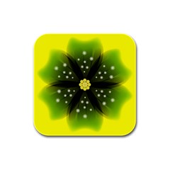 Christmas Flower Nature Plant Rubber Square Coaster (4 Pack)  by Sapixe