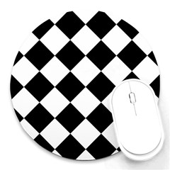 Grid Domino Bank And Black Round Mousepads by Sapixe