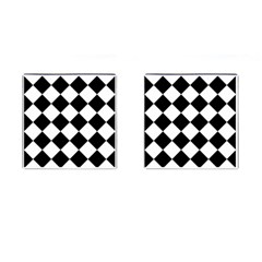 Grid Domino Bank And Black Cufflinks (square) by Sapixe