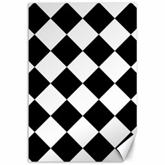 Grid Domino Bank And Black Canvas 12  X 18  by Sapixe