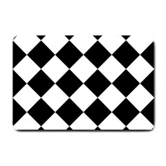 Grid Domino Bank And Black Small Doormat  by Sapixe