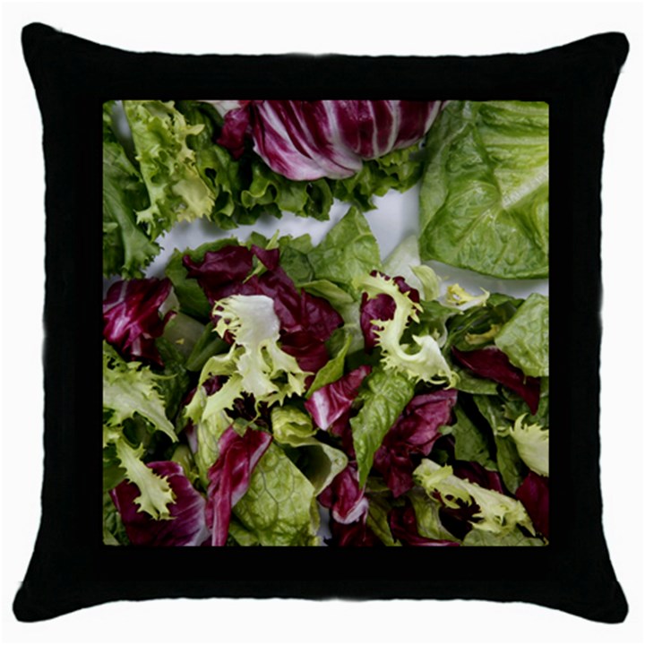 Salad Lettuce Vegetable Throw Pillow Case (Black)