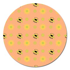 Bee A Bug Nature Wallpaper Magnet 5  (round) by Sapixe