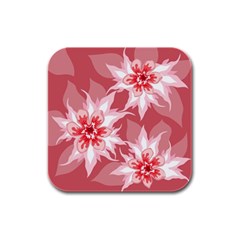 Flower Leaf Nature Flora Floral Rubber Square Coaster (4 Pack)  by Sapixe