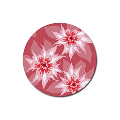 Flower Leaf Nature Flora Floral Rubber Round Coaster (4 Pack)  by Sapixe