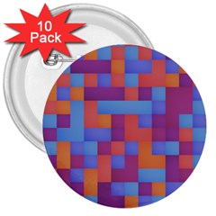 Squares Background Geometric Modern 3  Buttons (10 Pack)  by Sapixe