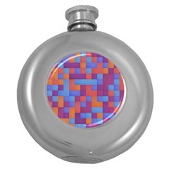 Squares Background Geometric Modern Round Hip Flask (5 Oz) by Sapixe