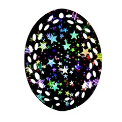 Christmas Star Gloss Lights Light Oval Filigree Ornament (two Sides)