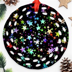 Christmas Star Gloss Lights Light Ornament (round Filigree) by Sapixe