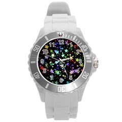 Christmas Star Gloss Lights Light Round Plastic Sport Watch (l) by Sapixe