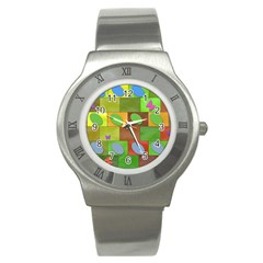 Easter Egg Happy Easter Colorful Stainless Steel Watch by Sapixe