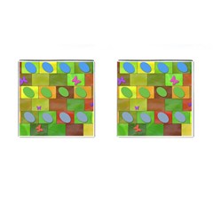 Easter Egg Happy Easter Colorful Cufflinks (square) by Sapixe