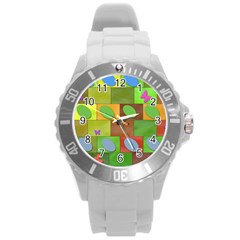 Easter Egg Happy Easter Colorful Round Plastic Sport Watch (l) by Sapixe