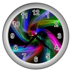 Abstract Art Color Design Lines Wall Clock (silver) by Sapixe