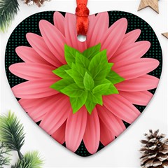 Plant Flower Flowers Design Leaves Heart Ornament (two Sides) by Sapixe